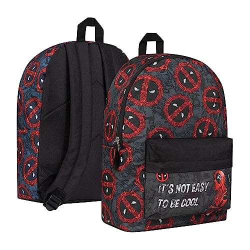 Marvel Rucksack, Schulrucksack mit gepolsterte Gurten & Mesh-Seitentaschen - Geschenke für Jungs (Schwarz/Rot) von Marvel