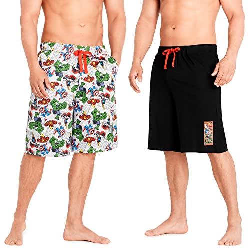 Marvel Shorts Herren, Kurze Hosen Herren 2er Pack, Jogginghose Herren Kurz, Avengers Fanartikel, S-3XL (Schwarz/Mehrfarbig, 3XL) von Marvel