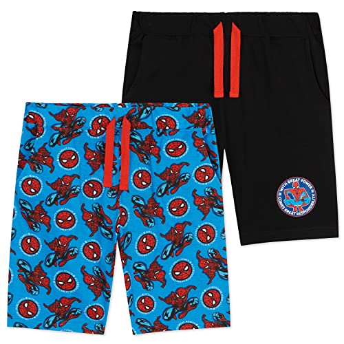 Marvel Shorts Jungen, Spiderman Kurze Hosen Jungen 2er Pack, Kinder Hosen Jungs, Kurze Jogginghose Jungen und Teenager, Avengers Fanartikel, 92-164 (Blau/Schwarz, 5-6 Jahre) von Marvel