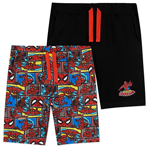 Marvel Shorts Jungen, Spiderman Kurze Hosen Jungen 2er Pack, Kinder Hosen Jungs, Kurze Jogginghose Jungen und Teenager, Avengers Fanartikel, 92-164 (Rot/Schwarz, 4-5 Jahre) von Marvel