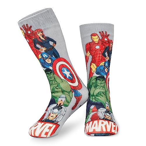 Marvel Kuschelsocken Herren Avengers Winter Socken Jungen Teenager Anti-Rutsch (Grau AOP) von Marvel