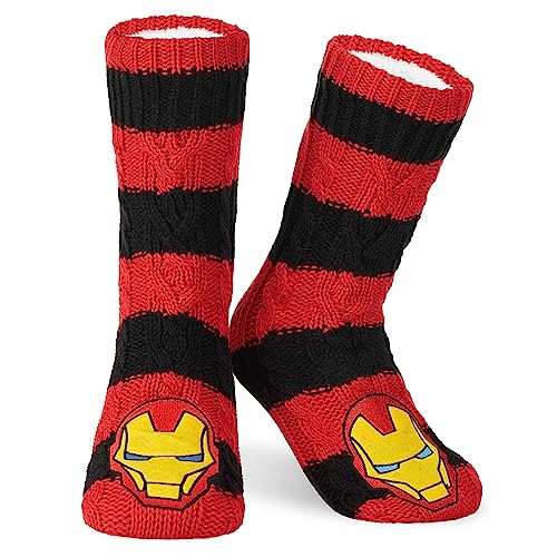 Marvel Kuschelsocken Herren Avengers Winter Socken Jungen Teenager Anti-Rutsch (Rot/Schwarz) von Marvel