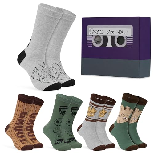 Marvel Socken Herren, 5er-Pack Baumwolle Herrensocken Avengers, Lustigen Socken Set Größe 39-46 - Geschenke für Männer(Beige/Mehrfarbig, 40-45 EU) von Marvel