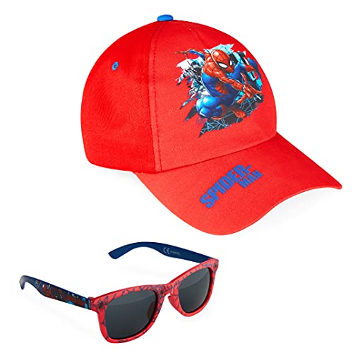 Marvel Sonnenhut Kinder Baseball Cap und Sonnenbrille Kinder Set Avengers Kappe Kinder Jungen Mütze Sommer Zubehör Einheitsgröße Verstellbarer Riemen Geschenke für Jungen (Rot) von Marvel