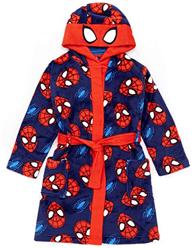 Marvel Spider-Man Morgenmantel für Jungen | Kinder Superhero Blau Rot Maske Pyjama Bademantel | Comics Robe Kleidung Geschenk 6-7 Jahre von Marvel