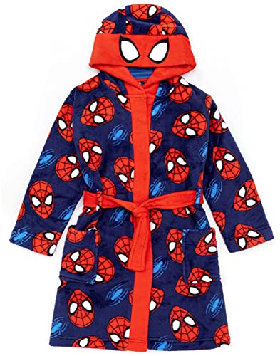 Marvel Spider-Man Morgenmantel für Jungen | Kinder Superhero Blau Rot Maske Pyjama Bademantel | Comics Robe Kleidung Geschenk 7-8 Jahre von Marvel