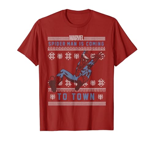 Marvel Spider-Man is Coming to Town Ugly Christmas T-Shirt von Marvel