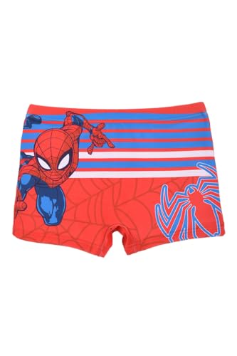 Marvel Spiderman Badeshorts für Jungen, Badeanzug im Spider-Man Design, Badeboxershorts für Jungen, Größe 4 Jahre, Rot von Marvel