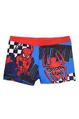 Marvel Spiderman Badeshorts für Jungen, Badehose für Kinder, Jungen Slips, Boxer-Badeanzug, Comic Design Badeshorts, Größe 4 Jahre, Blau von Marvel
