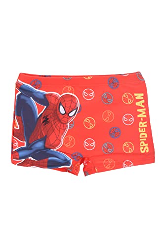 Marvel Spiderman Badeshorts für Jungen, Badehose für Kinder, Jungen Slips, Boxer-Badeanzug, Sommer Badeshorts, Größe 8 Jahre, Rot von Marvel