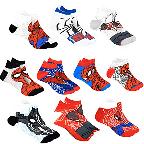 Marvel Spiderman Boys Assorted 10-Pack Athletic Low Cut No Show Socks, Youth Ages 3-7, Version 2 von Marvel
