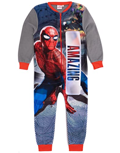 Marvel Spiderman Grauer Einteiler für Jungen von | All-in-One-Fleece-Loungewear | Der unglaubliche Spider-Man | Kinder-Pyjama-Schlafanzug-Nachtwäsche | Gemütliche Geschenkartikel – 5–6 Jahre von Marvel