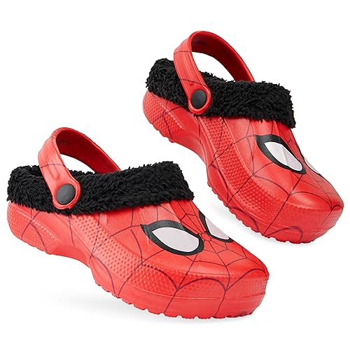 Marvel Spiderman Hausschuhe für Jungen, Winter Clogs Mit Anti-Rutsch-Sohle - Geschenke für Kinder (Rot, 26-27 EU) von Marvel