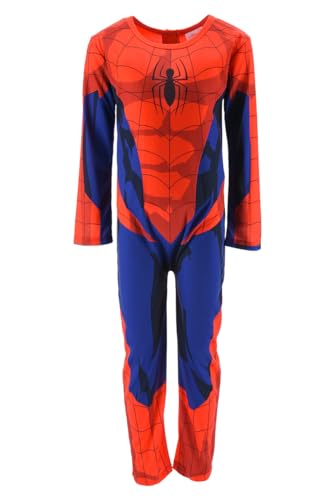 Marvel Spiderman Jumpsuit Schlafanzug Kinder Jungen Onesie Kinder Fleece Overall (DE/NL/SE/PL, Numerisch, 104, Regular, Rot) von Marvel