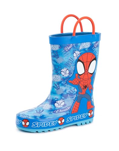 Marvel Spiderman Jungen Gummistiefel | Kinder-Gummistiefel mit Spiderman-Charakter und Web-Print in Blau und Rot | Wasserabweisende Gummistiefel zum Anziehen für Kinder von Marvel