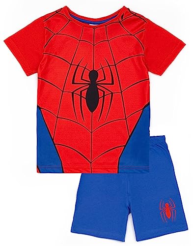 Marvel Spiderman Jungen-Pyjama-Set in Blau und Rot | Kinder Spiderman Spider Anzug T-Shirt und Shorts Pyjamas | Web-Slinging-Abenteuerdesign | Offizielle Ware kleine von Marvel