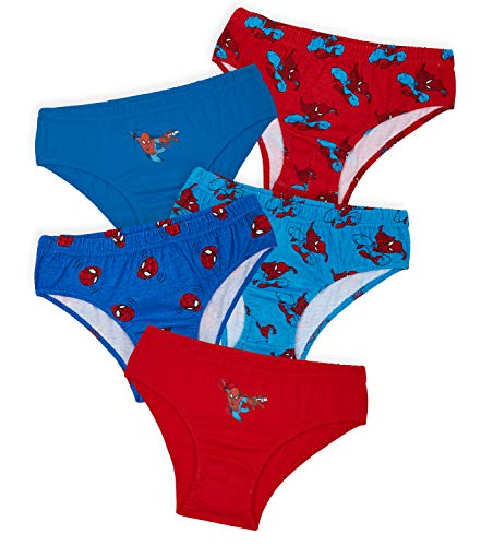 Marvel Unterhosen Jungen 5er Pack Slips für Jungen Spiderman Avengers Kinder Unterwäsche für Jungen Spiderman Pants Spiderman Kinder Geschenke (Blau/Rot, 13-14 Jahre) von Marvel