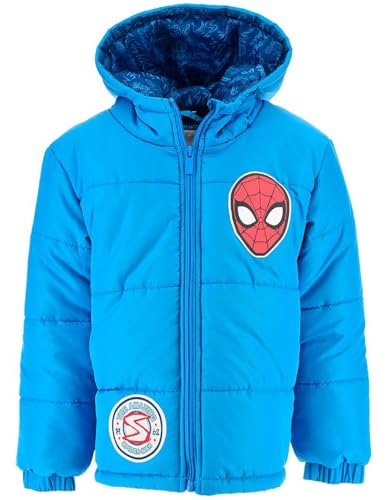 Marvel Spiderman Mantel für Jungen, Warme und Weich Gepolsterte Jacke, Kapuzenmantel für Jungen, Blau Spiderman Mantel Design, Größe 3 Jahre, Blau von Marvel