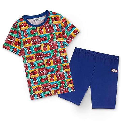 Marvel Avengers Schlafanzug Jungen Set, Baumwoll-Shirt und Shorts Set, Schlafanzãge fãr Jungen, Mehrfarbig Spiderman, Alter 11 bis 12 Jahre, Kinder Geschenke von Marvel