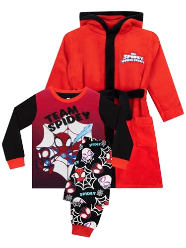 Marvel Spiderman Schlafanzug Und Bademäntel | Spidey Und Seine Super-Freunde Schlafanzug Jungen | Bademantel Mit Pyjamas | Rot 116 von Marvel