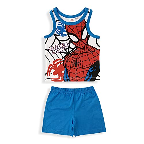 Marvel Spiderman Schlafanzug für Kinder, Tanktop und Shorts aus Baumwolle, Bedruckt, 6031, blau, 6 Jahre von Marvel