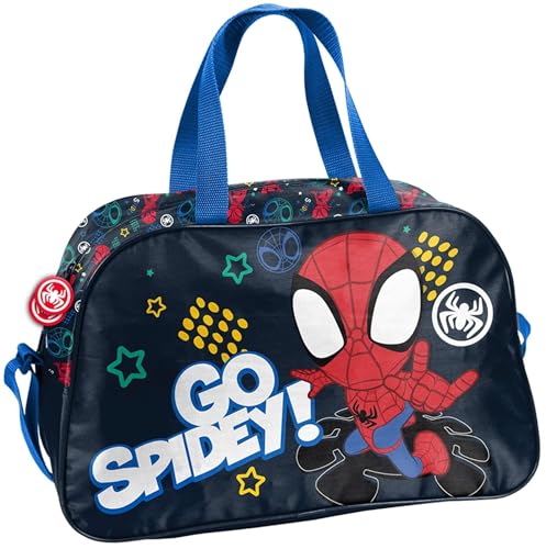 Marvel Spiderman Spider-Man - Kinder Jungen Mädchen Sporttasche Reisetasche Go Spidey (22CD), 40 x 25 x 16 cm, schwarz/blau von Marvel