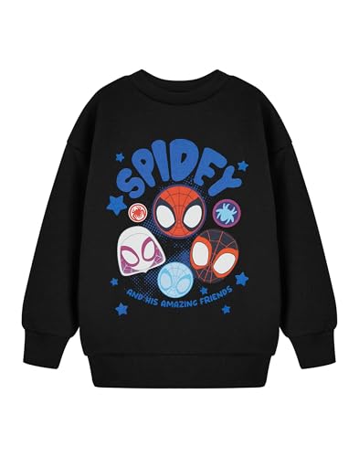 Marvel Spiderman Spidey & His Amazing Friends Jungen-Sweatshirt in Schwarz Comics Superhelden-Pullover für Kinder | Spidey & Pals Grafik-Top für Jungen | Lizenzierte Bekleidung von Marvel