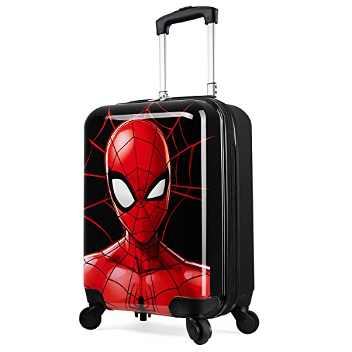 Marvel Spiderman Trolley für Kinder | Reisekoffer mit Reißverschlussfach + aufklappbarem Griff mit 4 Rollen| Maße 49 x 33 x 22 cm | Reisetrolley für Mädchen und Jungen mit viel Stauraum von Marvel