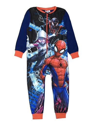 Marvel Spiderman Ultimate Kinder Jungen Fleece All-in-One Schlafanzug Avengers Schlafanzug Onezee, multi, 9-10 Years von Marvel