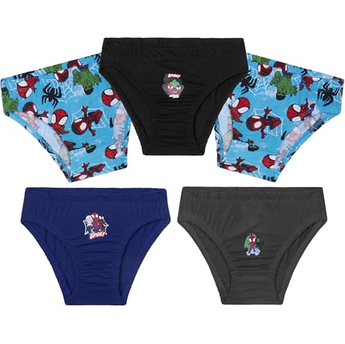 Marvel Spiderman Unterhosen Jungen Kleinkinder 5er Pack Slips Kinder Unterwäsche mit Coolen Designs Spidey The Avengers Geschenk Idee (5-6 Jahre, Blau Spidey) von Marvel