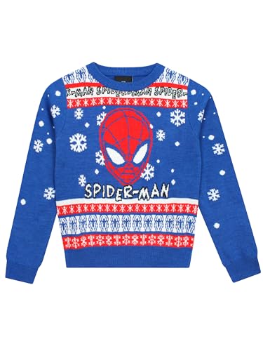 Marvel Spiderman Weihnachtspullover | Spider-Man Weihnachtspullover Jungen | Spiderman Pulli Kinder | Blau 104 von Marvel