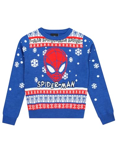 Marvel Spiderman Weihnachtspullover | Spider-Man Weihnachtspullover Jungen | Spiderman Pulli Kinder | Blau 152 von Marvel