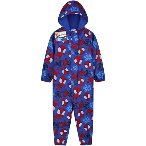 Marvel Spidey Regenanzug Kinder Kleinkinder Matschanzug Jungen Regenjacke Einteilig Wasserdicht Fleecegefüttert Geschenk Idee (4-5 Jahre, Blau) von Marvel