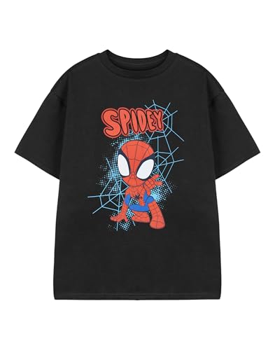 Marvel Spidey und Seine fantastischen Freunde Schwarzes Jungen-T-Shirt | Kurzarm-T-Shirt mit Spidey Webs-Grafik für Kinder | Spider-Man-Superhelden-Cartoon-Bekleidung | Offiziell lizenzierte Ware von Marvel