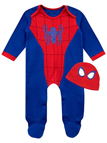 Marvel Strampler Neugeborene Und Hut | Spiderman Baby Strampler | Newborn Baby Set Blau 44-50 von Marvel