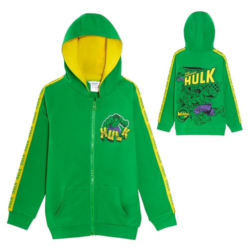 Marvel The Incredible Hulk Hoodie Jungen Kapuzenjacke Avengers Reißverschluss Hoodie Kinder Reißverschluss Leichter Mantel, Grün / Gelb, 3-4 Jahre von Marvel