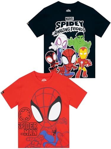 Marvel Tshirt Kinder, Spidey and His Amazing Friends T Shirt Jungen, Shirt Jungen 2er-Pack, Mehrfarbig 110 von Marvel