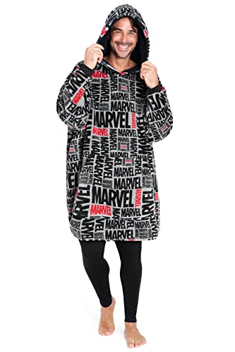 Marvel Avengers Übergroße Herren Hoodie Decke mit Ärmeln - Stitch Oversized Kapuzenpullover Fleece Tragbare Decken für Teenager - Geschenke für Fans (Grau/Schwarz) von Marvel