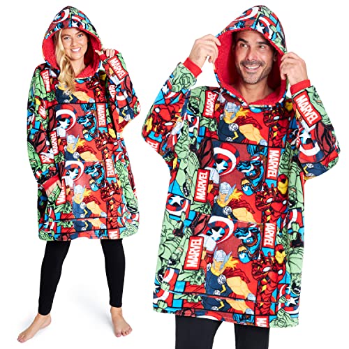Avengers Übergroße Herren Hoodie Decke mit Ärmeln - Stitch Oversized Kapuzenpullover Fleece Tragbare Decken für Teenager - Geschenke für Fans (Mehrfarbig) von Marvel