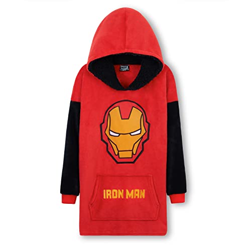 Marvel Übergroße Hoodie Kinder Jungen Warme Fleece Oversize Kapuzenpullover Teenager Jungen Mädchen Flauschige Hoodie Decke mit Ärmeln Avengers Hausanzug Einheitsgröße (Rot) von Marvel