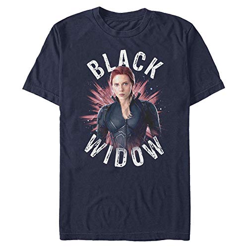 Marvel Unisex Avengers: Endgame Black Widow Burst Organic Short Sleeve T-shirt, Navy Blue, L von Marvel