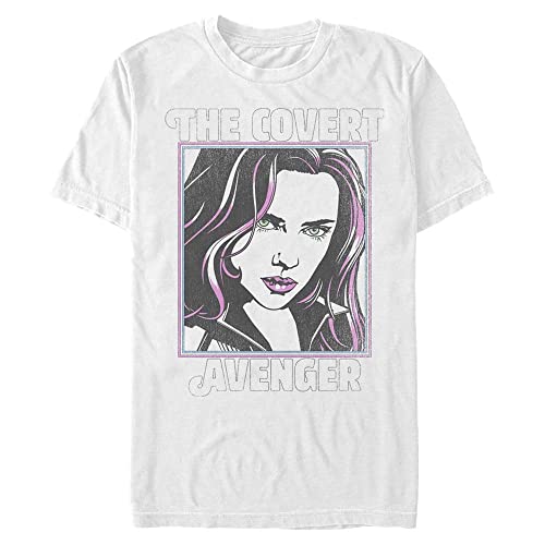 Marvel Unisex Black Retro Pop Widow Organic Short Sleeve T-Shirt, White, XL von Marvel