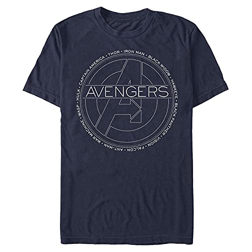 Marvel Unisex Classic-Avengers Names Organic Short Sleeve T-Shirt, Navy Blue, XL von Marvel