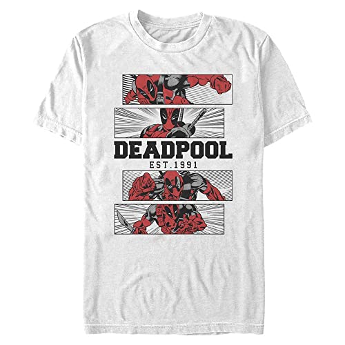 Marvel Unisex Deadpool 4 Panel 2 Tone Organic Short Sleeve T-Shirt, White, XXL von Marvel