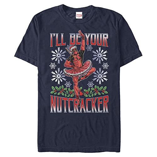 Marvel Unisex Deadpool Deadpool Nutcracker Organic Short Sleeve T-shirt, Navy Blau, L von Marvel