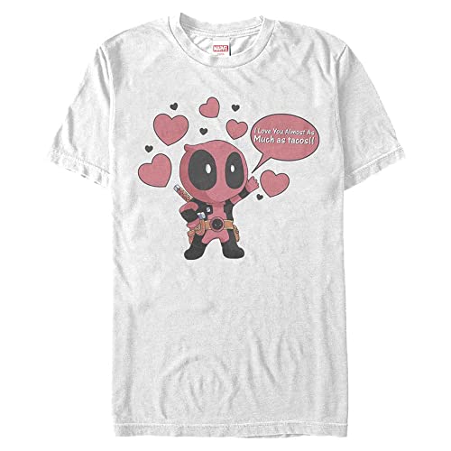 Marvel Unisex Deadpool-Love Tacos Organic Short Sleeve T-Shirt, White, L von Marvel