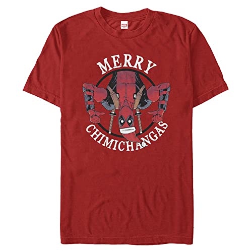 Marvel Unisex Deadpool Merry Chimichangas Organic Short Sleeve T-shirt, Rot, L von Marvel