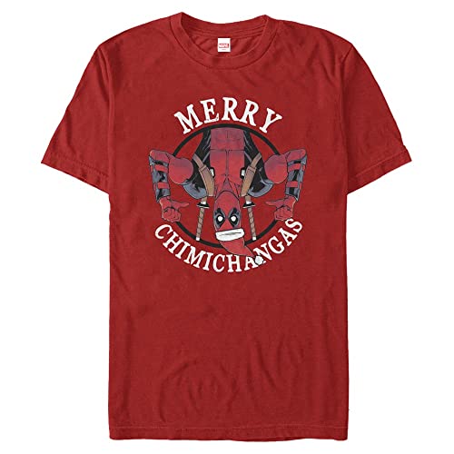 Marvel Unisex Deadpool Merry Chimichangas Organic Short Sleeve T-shirt, Rot, M von Marvel