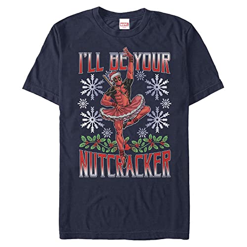 Marvel Unisex Deadpool Deadpool Nutcracker Organic Short Sleeve T-shirt, Navy Blau, XXL von Marvel