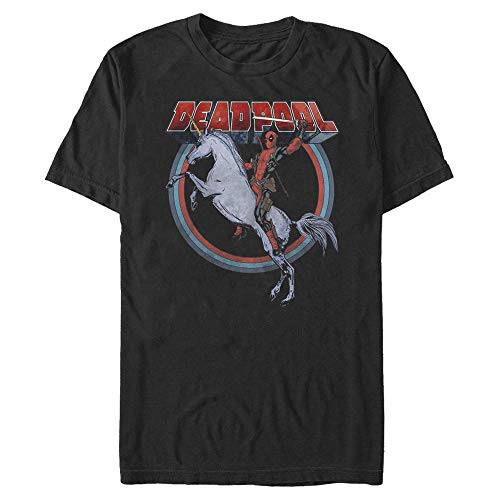 Marvel Unisex Deadpool On Unicorn Organic Short Sleeve T-Shirt, Black, S von Marvel